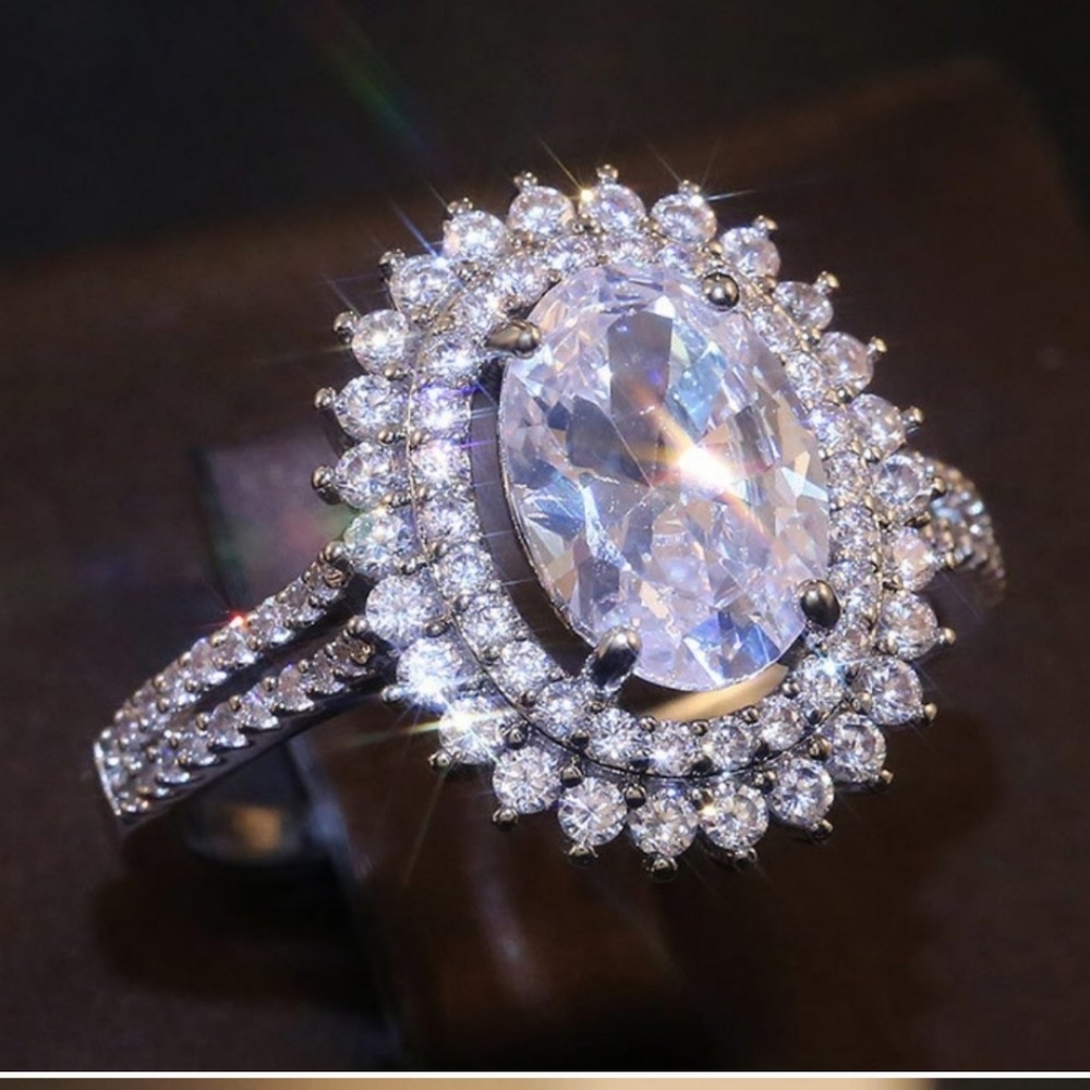 . 3.87CT Ring 925 sterling Silver lab created diamond